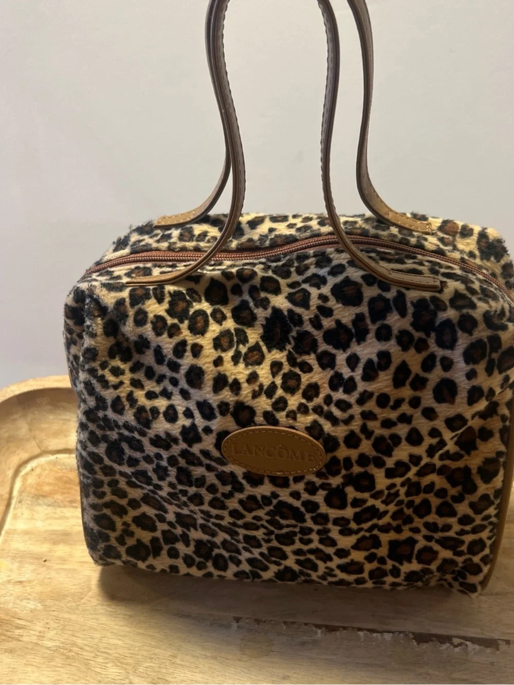 Lancome Leopard Print Cosmetic bag in Brown and Black